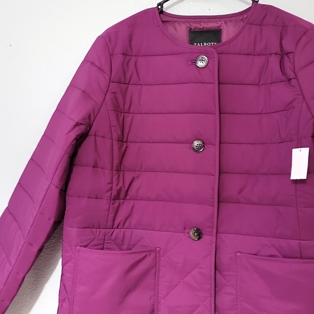 Talbots Quilted Collardless Jacket Size Large New - Picture 7 of 13